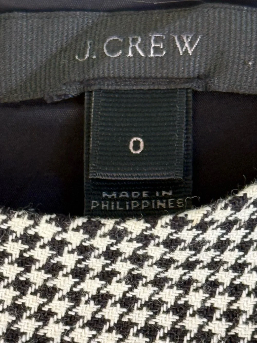 J.Crew Size 0 Houndstooth Plaid Linen Blend Fitted Sheath Dress Cap Sleeve Mini